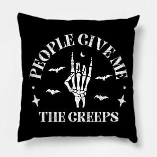 People Give Me The Creeps Skeleton Hand Halloween Costume Pillow