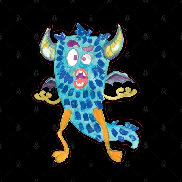 Halloween Fuzzy blue Cartoon Monster by holidaystore