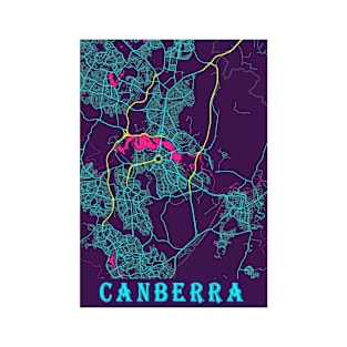 Canberra Neon City Map T-Shirt