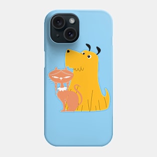 Pink Cat  and Yellow  Dog BFF Phone Case