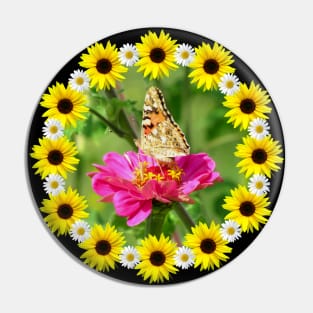 butterfly sunflower daisy flowerpattern blossom Pin