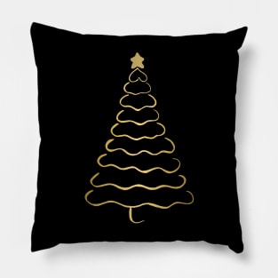 Minimalist black and gold Christmas tree Pillow