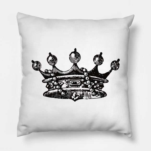 Royal Crown | Vintage Crown | Black and White | Pillow by Eclectic At Heart