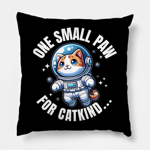 Cat Astronaut "One Small Paw for Catkind..." | Space Kitty Pillow by Critter Chaos