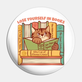 Lose Yourself in Books Kitten Pin