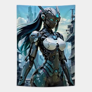 Anime Cybernetic Female Soldier Cyborg Mecha futuristic poster Tapestry