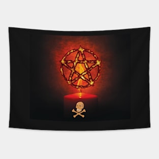 Halloween Burning Pentagram Tapestry