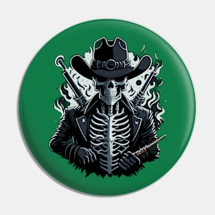 Cowboy skull with guns Pin