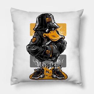 Dapper Duck Character Grey Orange Pillow