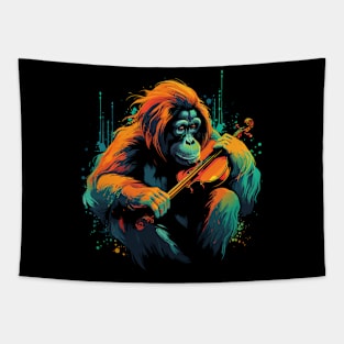 Orangutan Playing Violin Tapestry