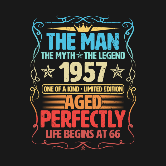 The Man 1957 Aged Perfectly Life Begins At 66th Birthday by Foshaylavona.Artwork