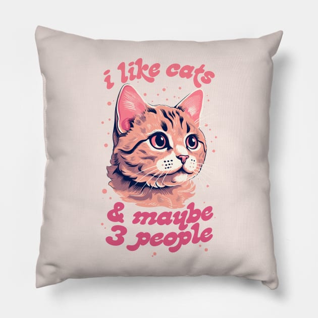 I Like Cats & Maybe 3 People Pillow by DankFutura