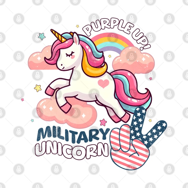 Purple Up! Military Child Unicorn Kids by alcoshirts