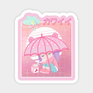 90s Japanese Kawaii Sad Girl Pink Japanese Strawberry Milk Magnet