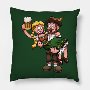 Bavarian Man Holding Oktoberfest Girl Pillow