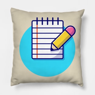 Pencil And Notes Cartoon Vector Icon Illustration Pillow