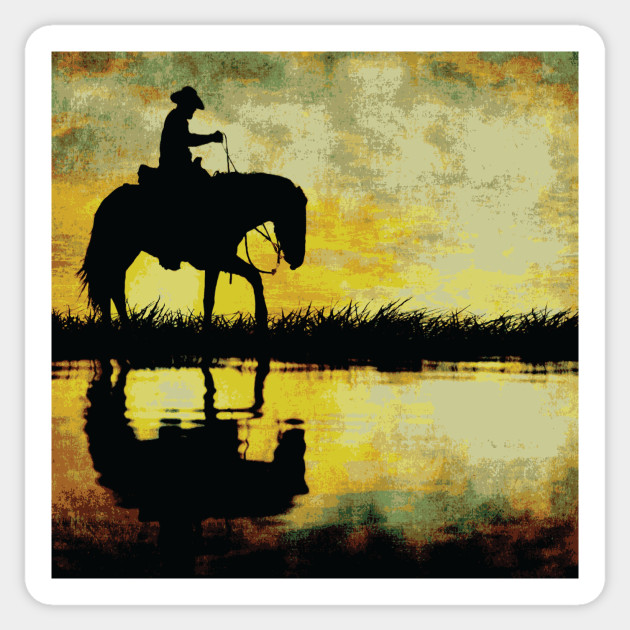 Horse Silhouette Sunset Pop Art Horse Silhouette Sticker