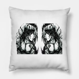 Liberty. Pen Portrait art line drawing. Pillow