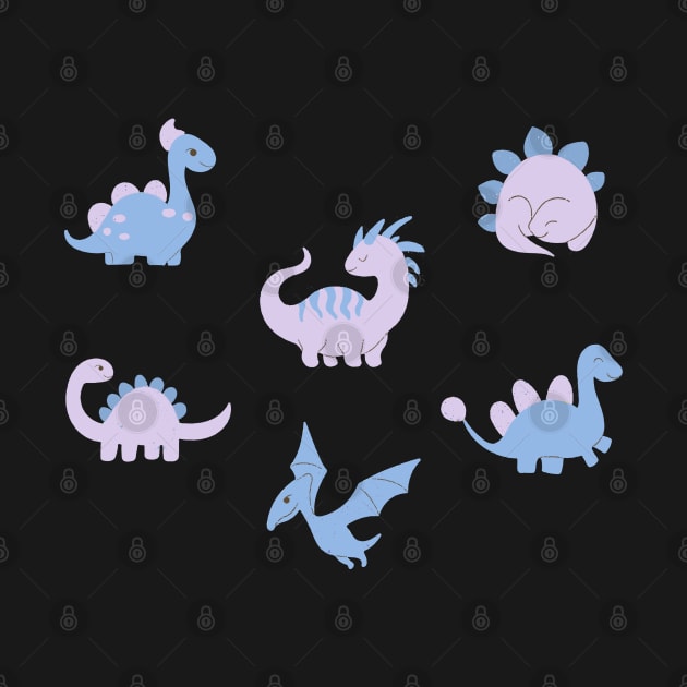 Cute Pastel Dinosaurs by myabstractmind