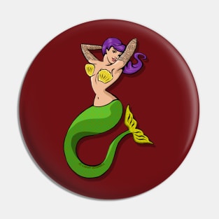 Purple-haired mermaid with tattoos Pin