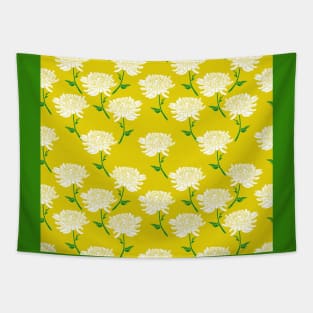 White Chrysanthemum Pattern in Citrine Color Tapestry