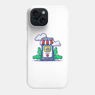 Online Music Store Mobile Music Shop with Note Cartoon Vector Icon Illustration Phone Case