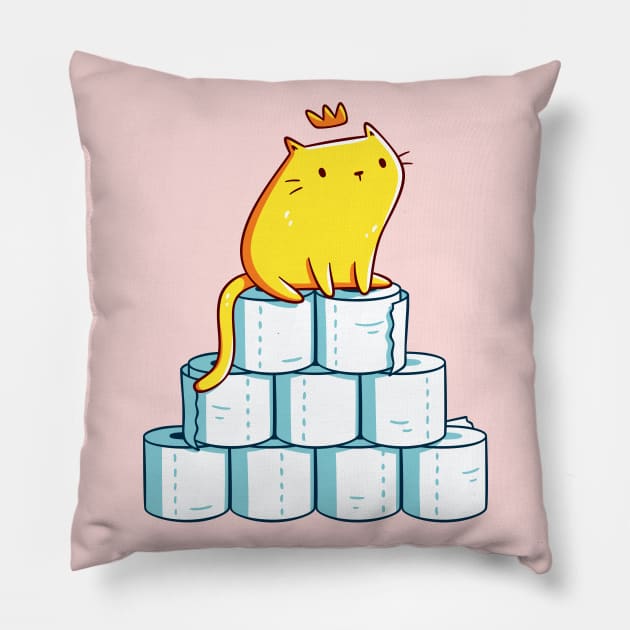 Toilet Paper King, Quarantine Essentials, Kawaii Cute Orange Cat Pillow by LydiaLyd