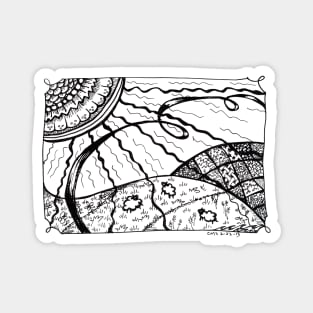 Ink drawing - Tangle Sheep Pasture Magnet