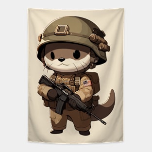 Kawaii Otter Soldier Tapestry