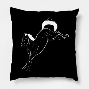 White line art bucking horse Pillow