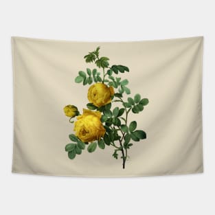 Vintage Yellow Roses Flowers Tapestry