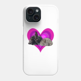 Gorgeous kissing bunnies on a rainbow purple heart! Phone Case