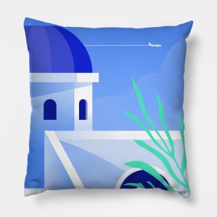 Boho travel art. Santorini, Greece #4 Pillow