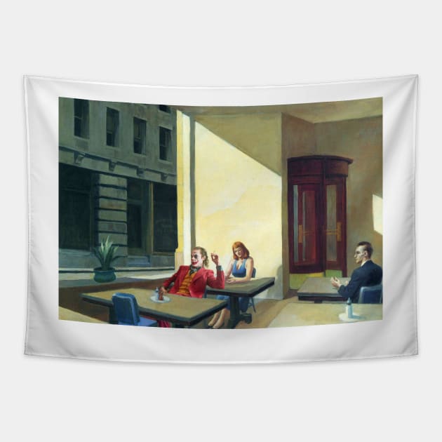 Edward Hopper Sunlight in a Cafeteria featuring Famous Villain Tapestry by luigi-tarini