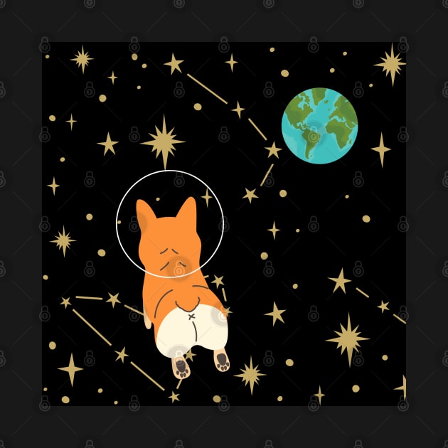 Corgi in Space by LylaLace Studio