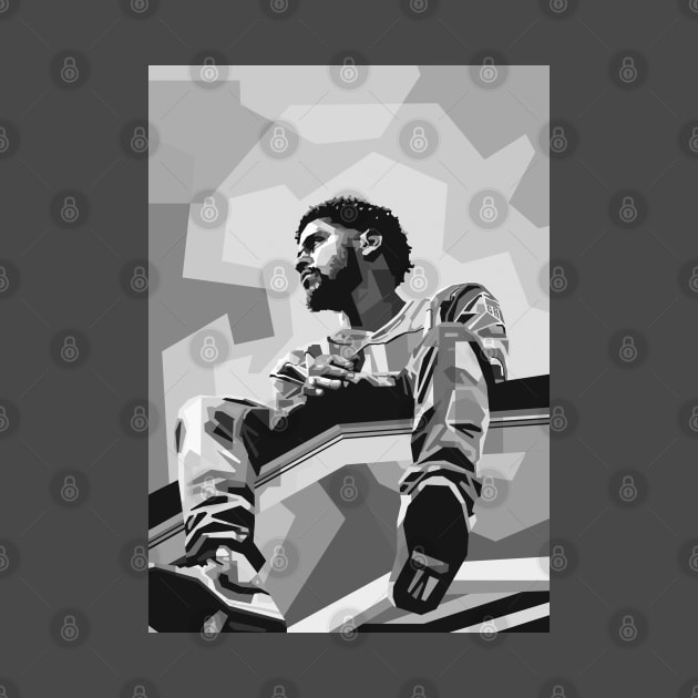 J Cole B & W by Zet Art