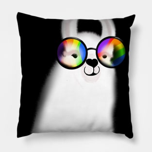 Llama with rainbow glasses Pillow