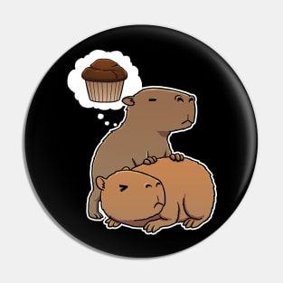 Capybara hungry for Chocolate Muffins Pin