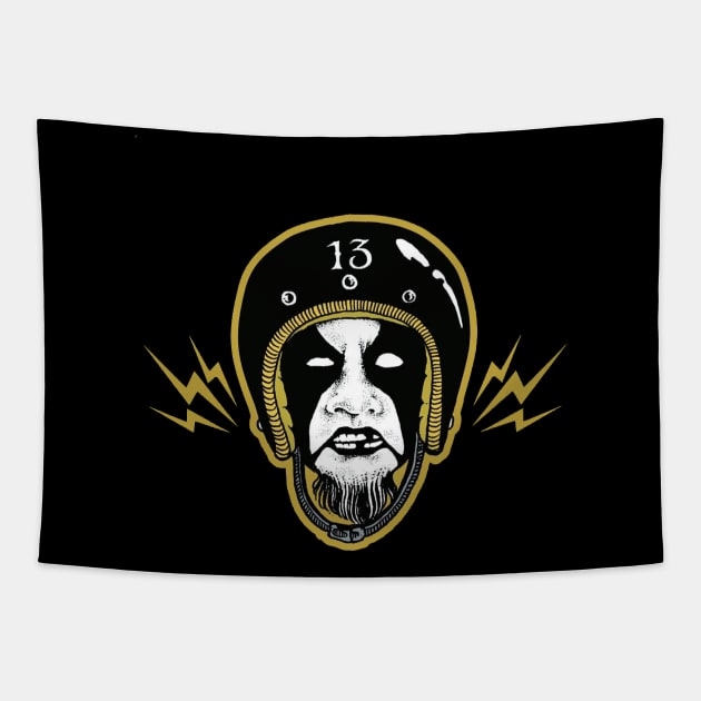 black metal helmet Tapestry by aslamartbokrit