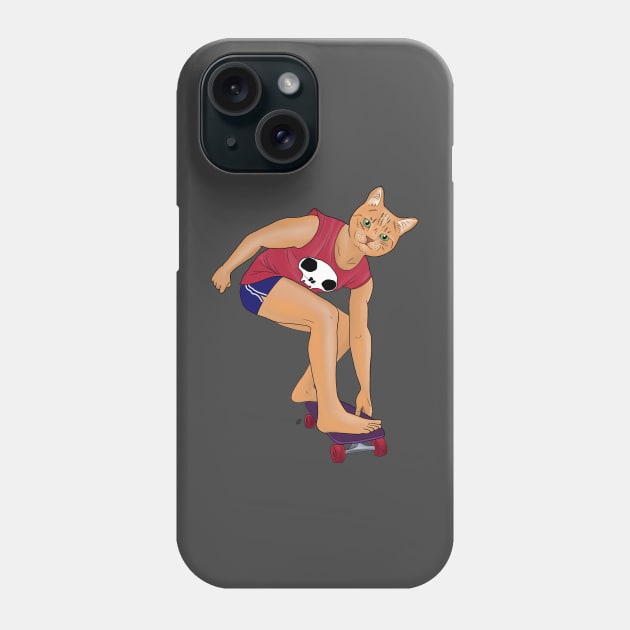 Cat skater Phone Case by estanisaboal