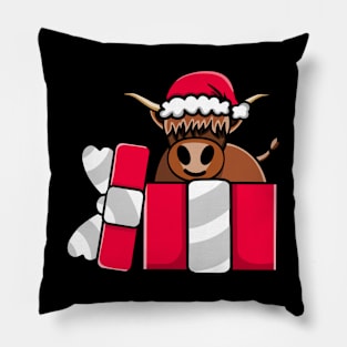 Cute Highland Cow in Christmas Gift Pillow