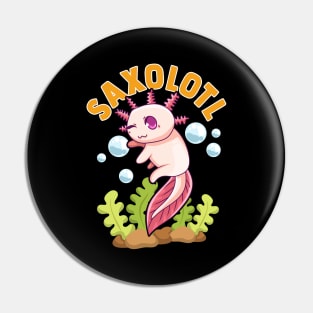 Cute & Funny Saxolotl Adorable Sax Playing Axolotl Pin