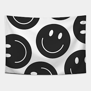 Black and White Smile Emojis Tapestry