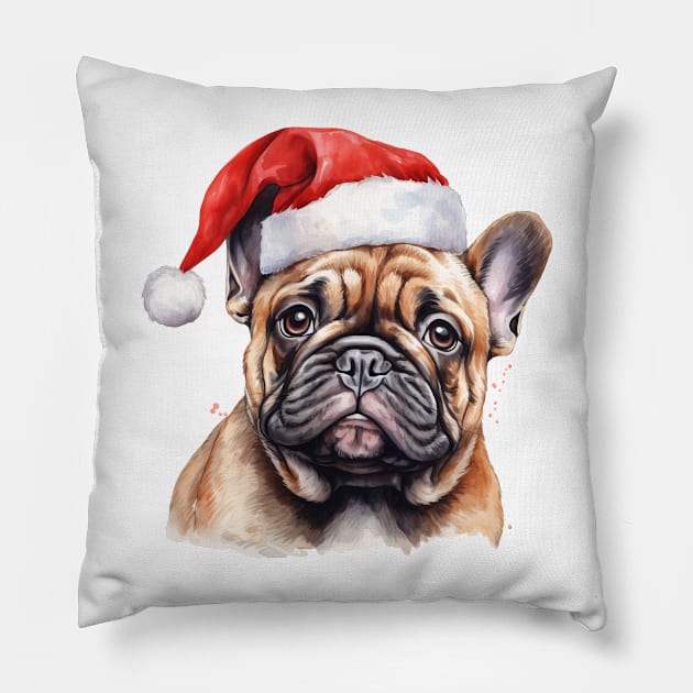 Bulldog Puppy Christmas New Year Vibes Pillow by Bound Works