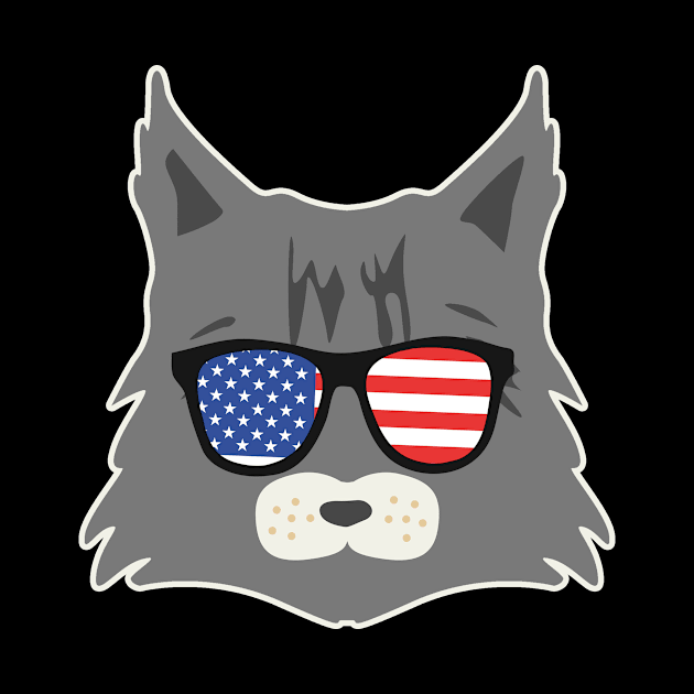 4th Of July Cat Shirt | Sunglasses Flag Maine Coon Gift by Gawkclothing