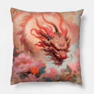 Pastel Painted Chinese Dragon Pillow