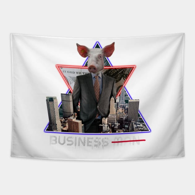 Capitalist pig, Ancap, Anti-capitalism Tapestry by Strohalm