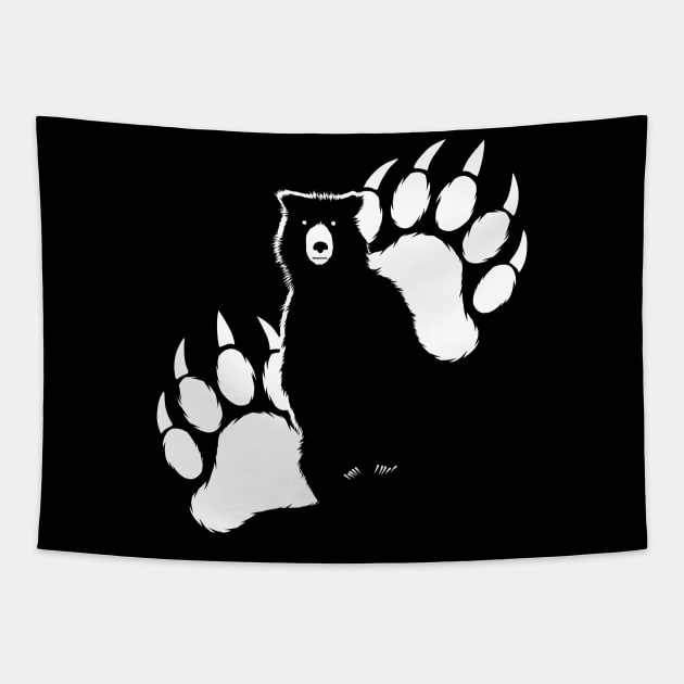 Grizzly bear silhouette and paws Tapestry by TMBTM