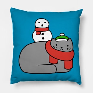 Snowman and Cat Pillow