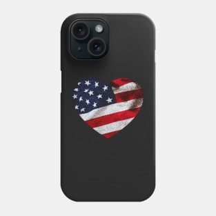 Distressed American Flag Heart Design Phone Case